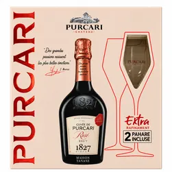 Gift Set 2 Glass Rose de Purcari Brut 0.75l 12% box 3pcs photo 1